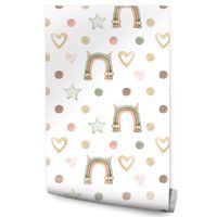 Tapeta Do Pokoju Dziecięcego W Stylu BOHO Kropki Tęcze Gwiazdki