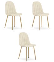 Krzesło tapicerowane PADVA beż jasny welur nogi dąb 3 szt. do jadani