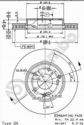 TARCZA HAM PRZOD 288X25 V BREMBO na Arena.pl