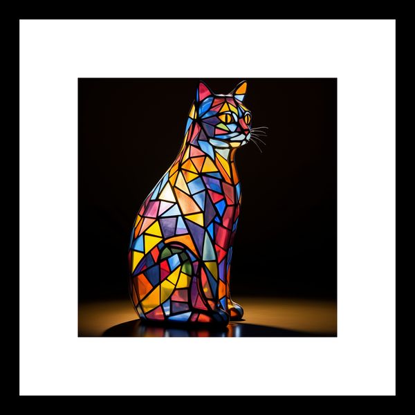 Plakat 20x20cm Koci Witraż zdjęcie 3