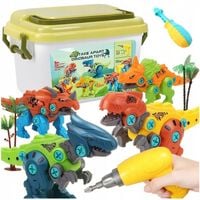 DINOZAURY DO SKRĘCANIA KLOCKI KONSTRUKCYJNE ZESTAW WKRĘTARKA ŚRUBOKRĘT 3D
