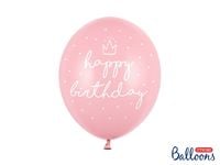 Balony 30cm happy birthday Baby różowe 6szt
