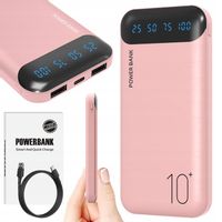 POWERBANK 10000mAh 2,4A 2×USB/USB-C QC PD SZYBKI WYDAJNY POWER BANK LED