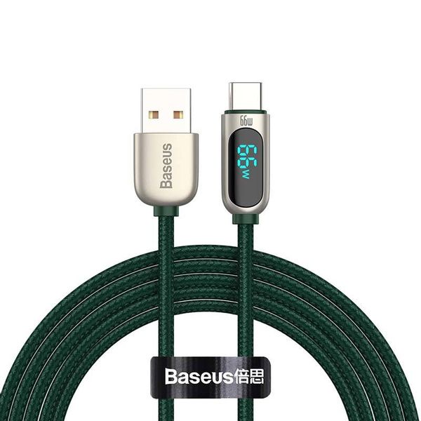 Kabel USB do USB-C Baseus Display, 66W, 2m (zielony) zdjęcie 1
