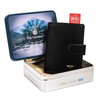 skórzany portfel na karty z systemem rfid protect — peterson