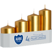 Świece pieńkowe walce stopniowane BISPOL Aura sw50/4-213 (złoty met.) 4szt.