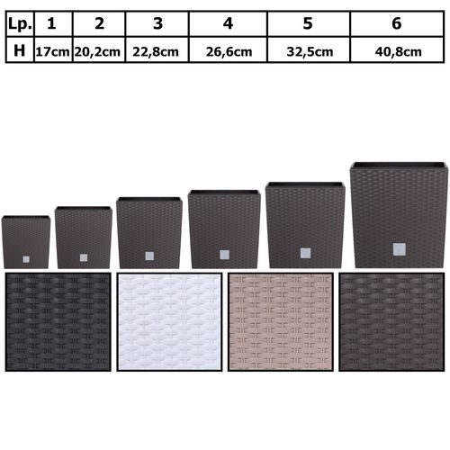 Doniczka kwadratowa wkład rattan 26,2x26,2x26,6 cm biały na Arena.pl