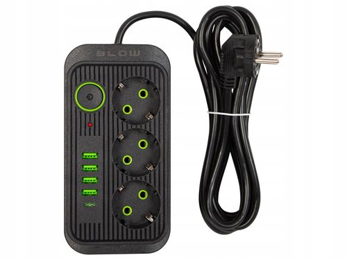 PRZEDŁUŻACZ LISTWA ZASILAJĄCA WŁĄCZNIK 4x USB 3 GNIAZDA 3m USB TYP C na Arena.pl
