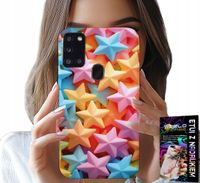 ETUI DO SAMSUNG GALAXY A21s - KOLOROWE GWIAZDKI GWIAZDA FUTERAŁ +FOLIA