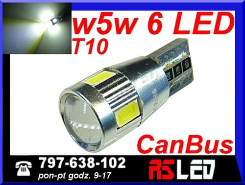 żarówka LED T10 w5w CanBus soczewka can bus 12v biała zimna na Arena.pl