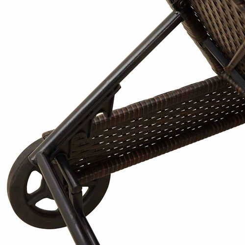 Leżak na kółkach, z poduszką, brązowy, polirattan na Arena.pl