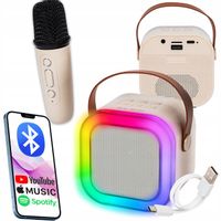 GŁOŚNIK BLUETOOTH PRZENOŚNY KARAOKE RGB MIKROFON USB SD MINI JACK