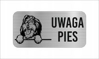 GRAWER Tabliczka nierdzewna LAMINAT 20x10 UWAGA PIES Bearded collie