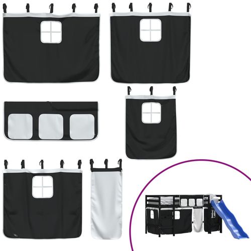 Dziecięce łóżko na antresoli, biało-czarne zasłonki, 80x200 cm na Arena.pl