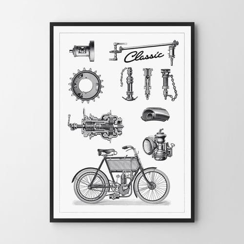 Plakat cyfrowy do wydruku retro motor na Arena.pl