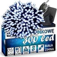 LAMPKI CHOINKOWE BIAŁY ZIMNY 300 LED WEW/ZEW NA CHOINKĘ 22 METRY 8 TRYBÓW