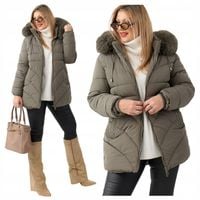 KURTKA ZIMOWA DAMSKA OCIEPLANA PIKOWANA DUŻE ROZMIARY CIEPŁA Z