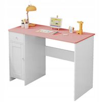 Biurko białe z różowym blatem loft pojemne