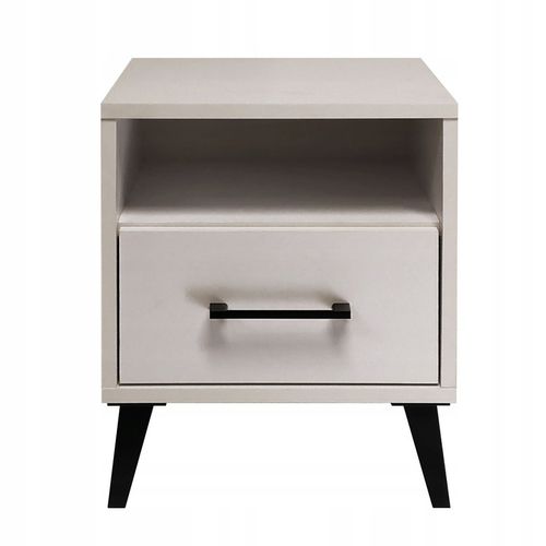 SZAFKA NOCNA KASZMIR BEŻOWY STOLIK NOCNY SZUFLADA LED Z PÓŁKĄ DO na Arena.pl