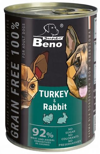 Beno Bezzbożowa Mokra Karma dla psów MIX 20x 415g Puszki dla psa 92% Mięsa na Arena.pl