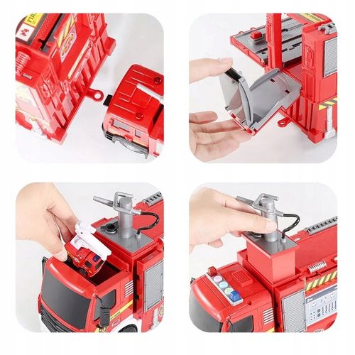 DUŻY WÓZ STRAŻACKI NA WODĘ STRAŻ POŻARNA zjeżdżalnia 4 auta ŚWIATŁO DŻWIĘK na Arena.pl