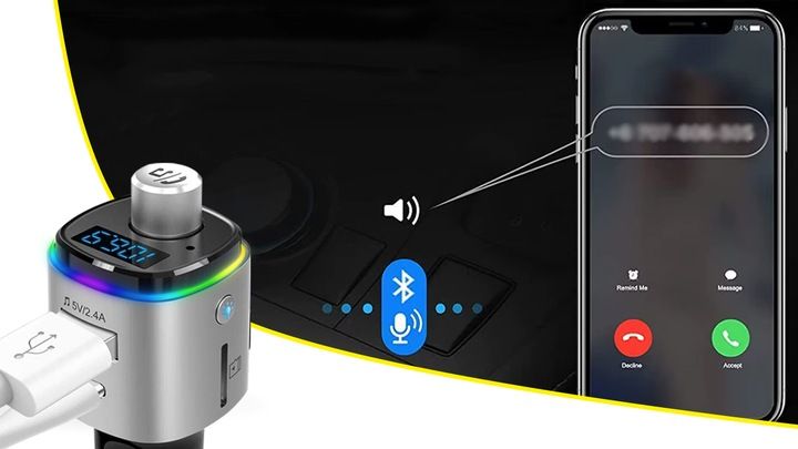 TRANSMITER BLUETOOTH FM SAMOCHODOWY SZYBKA ŁADOWARKA SAMOCHODOWA 2x zdjęcie 7