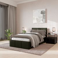 ŁÓŻKO POJEDYNCZE 90x200cm ŁÓŻKO TAPICEROWANE Z POJEMNIKIEM KHAKI