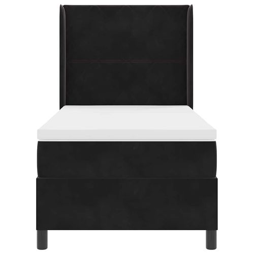 łóżko box spring  z materacem i LED czarne 100x200 cm aksamitne na Arena.pl