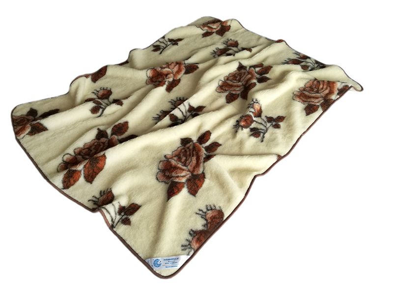 Koc Wełniany 200X200 Merynos Australijski Brązowe Róże Indygosklep.pl zdjęcie 1