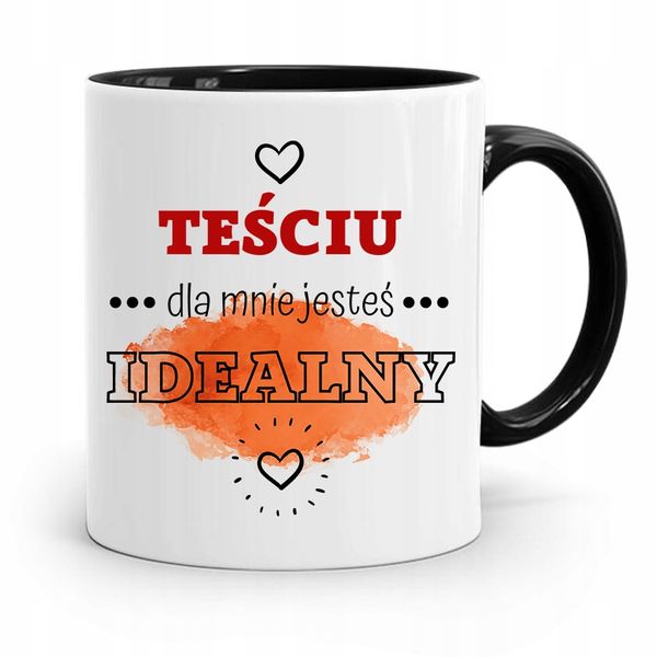 Kubek Czarny Dla Teścia Dla Mnie Jesteś Idealny Z Nadrukiem Ze Zdjęciem zdjęcie 1