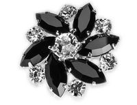 Broszka Czarna Srebrna Okrągła Jablonex Elegancka