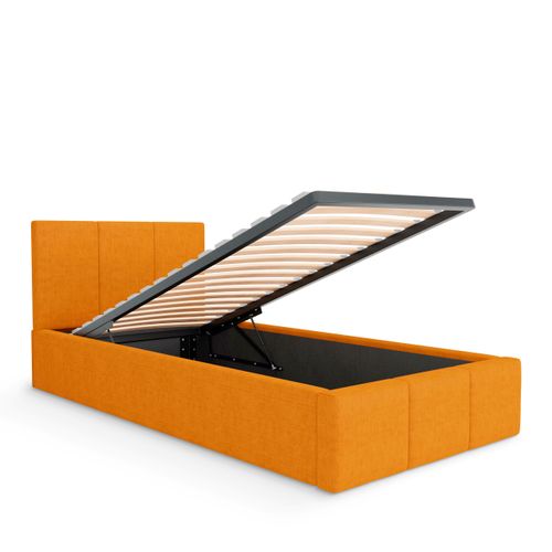 ŁÓŻKO POJEDYNCZE 90x200cm ŁÓŻKO TAPICEROWANE Z POJEMNIKIEM ŻÓŁTE na Arena.pl