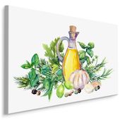 Obraz Ścienny Do Kuchni Jadalni Przyprawy Oliwa Zioła Owoce 90cm x 60cm