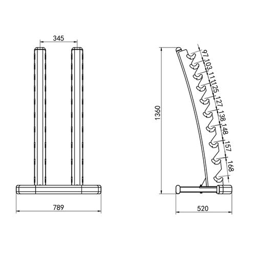 Stojak na hantle STR37 COMMERCIAL HMS pionowy 20 sztuk stalowy 300kg na Arena.pl