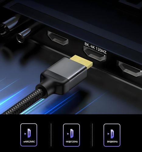 Kabel HDMI 2.1 Ultra High Speed 8K 60Hz 4K 120Hz UHD 3M PS5 Xbox eARC na Arena.pl