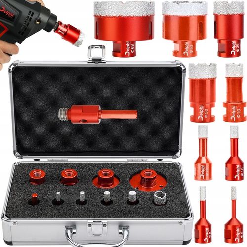 OTWORNICA DIAMENTOWA KORONKA DO GRESU ZESTAW ⌀ 6,8,10,12,20,30,35,50,68 M14 na Arena.pl