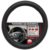NAKŁADKA NA KIEROWNICĘ SKÓRZANA POKROWIEC CZARNA SKÓRA 6 KAWAŁKÓW 37-38 CM