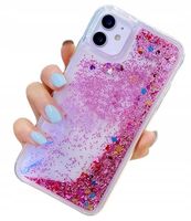 PRZEZROCZYSTE ETUI DO IPHONE 12|12 PRO 6,1" Z PŁYWAJĄCYM RÓŻOWYM BROKATEM