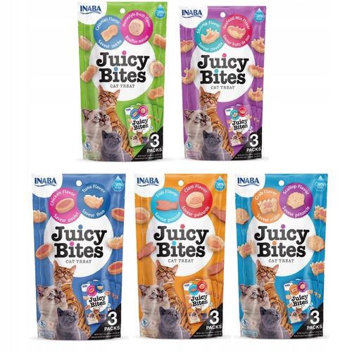 INABA CAT JUICY BITES Przysmaki dla Kota ZESTAW 5 SMAKÓW 5 opak. (3x11,3g) na Arena.pl