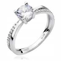 PIĘKNY SREBRNY PIERŚCIONEK 925 z CYRKONIAMI r.10