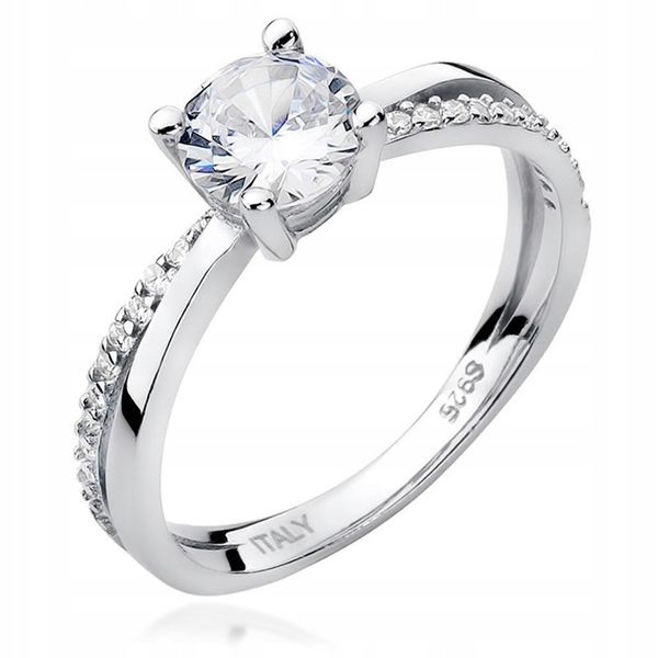 PIĘKNY SREBRNY PIERŚCIONEK 925 z CYRKONIAMI r.10 zdjęcie 1