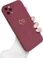 Etui iPhone 11 Pro Max bordowe silikon serca złote Newseego