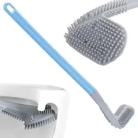 Silikonowa szczotka toaletowa do toalety WC z haczykiem, higieniczna, niebieska
