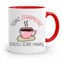 Kubek Czerwony Zegarmistrza Strzeli Sobie Kawkę Z Nadrukiem Ze Zdjęciem