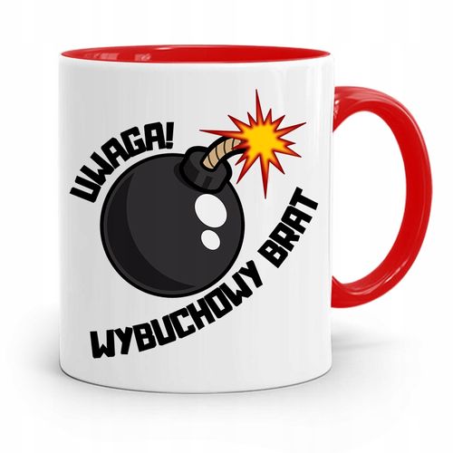 Kubek Czerwony Prezent Dla Brata Wybuchowy Brat Z Nadrukiem Ze Zdjęciem na Arena.pl