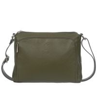 VERA PELLE torebka skórzana listonoszka z paskiem na ramię V535 oliwkowa