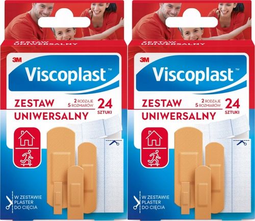 VISCOPLAST Zestaw plastrów uniwersalnych 24 SZTUKI MIX ROZMIARÓW x 2 opak na Arena.pl