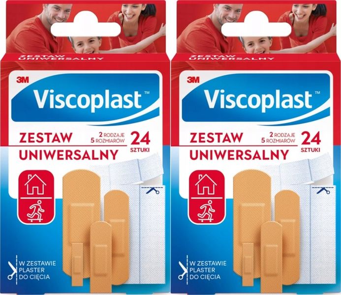 VISCOPLAST Zestaw plastrów uniwersalnych 24 SZTUKI MIX ROZMIARÓW x 2 opak zdjęcie 1