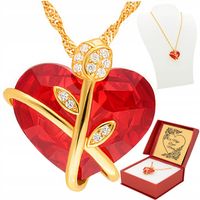 ZŁOTY ŁAŃCUSZEK KRYSZTAŁ RÓŻA SERCE ZAWIESZKA 925 Prezent dla Dziewczyny