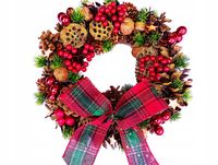 świecący WIANEK BOŻONARODZENIOWY STROIK ŚWIĄTECZNY NA DRZWI wieniec LED